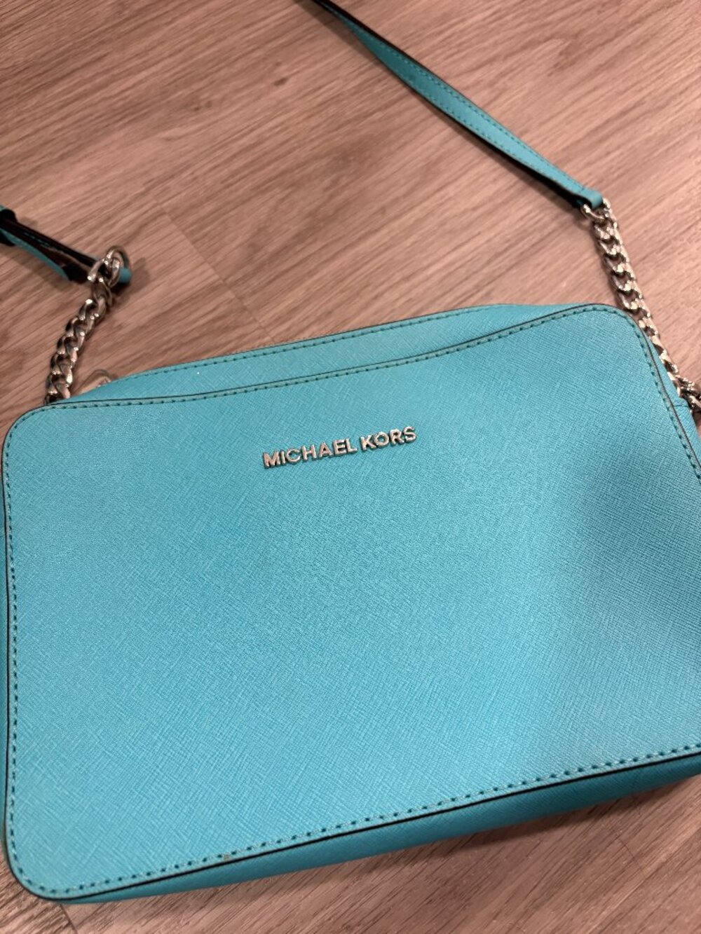 Michael Kors Women's Turquoise Jet Set Large Saffiano Leather Crossbody Bag